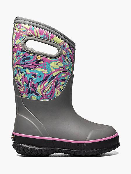 BOGS Boots Deutschland - Classic Winter Marble Isolierte Regenstiefel Kinder Grau Multi DE09746